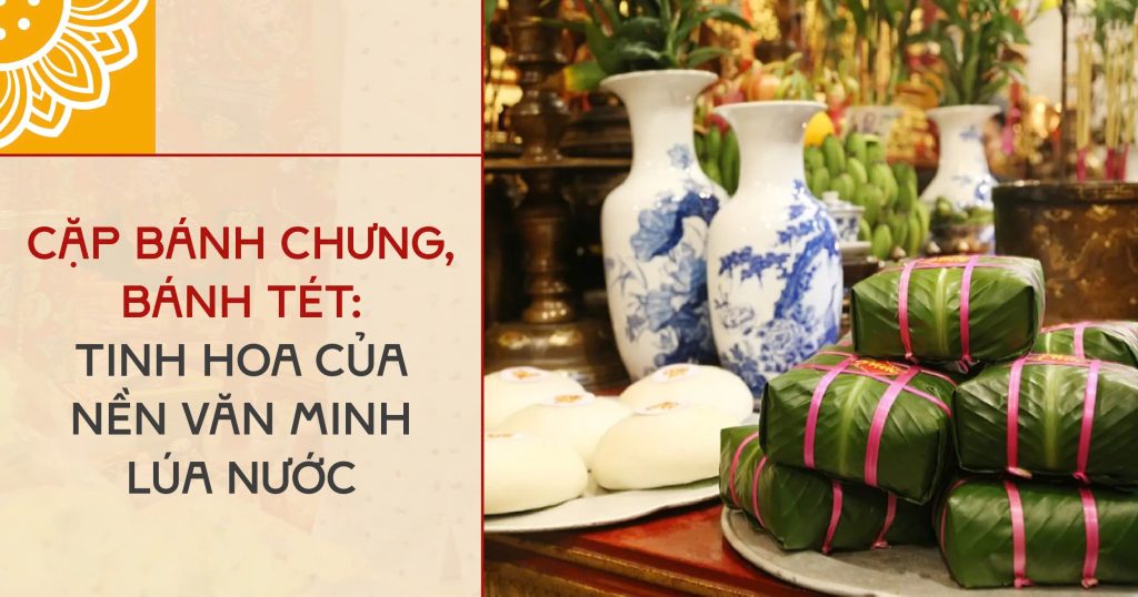Bánh chưng, bánh tét bày trên ban thờ